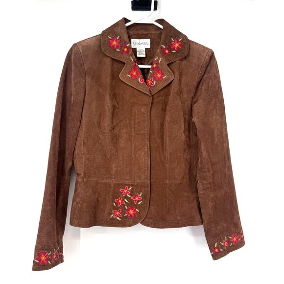 Chadwicks Jackets & Blazers - Vintage Suede Jacket Western Cropped Cowgirl Rodeo Brown Embroidered Women Sz 8